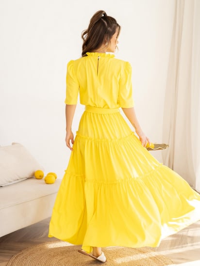 Платье макси ISSA Plus модель 13974A_желтый — фото 3 - INTERTOP