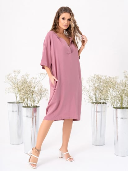 Сукня міді ISSA Plus модель 14003_pink — фото - INTERTOP