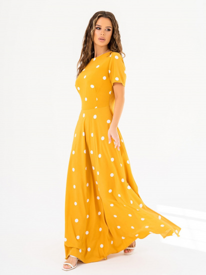 Сукня максі ISSA Plus модель 14009_mustard — фото - INTERTOP
