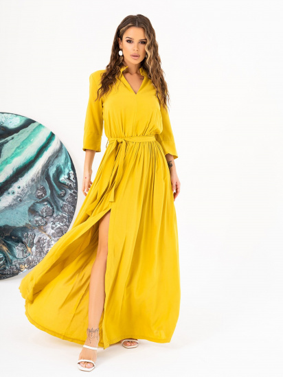 Платье макси ISSA Plus модель 14013_mustard — фото - INTERTOP