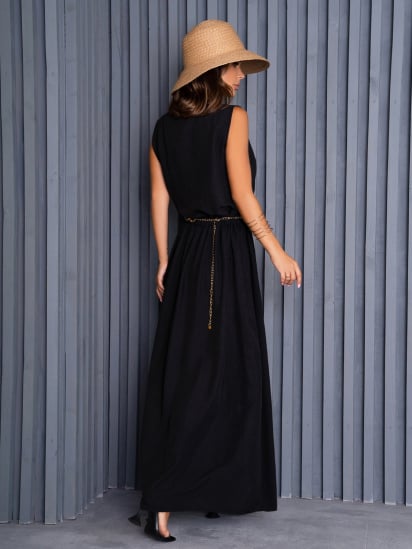 Платье макси ISSA Plus модель 14063A_черный — фото 3 - INTERTOP