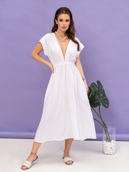 Платье миди ISSA Plus модель 14078_white — фото - INTERTOP
