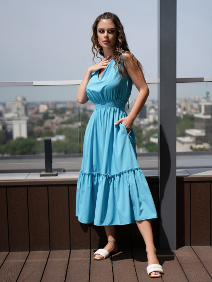 Платье миди ISSA Plus модель 14096_blue — фото - INTERTOP