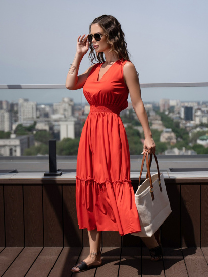 Платье миди ISSA Plus модель 14096_red — фото - INTERTOP