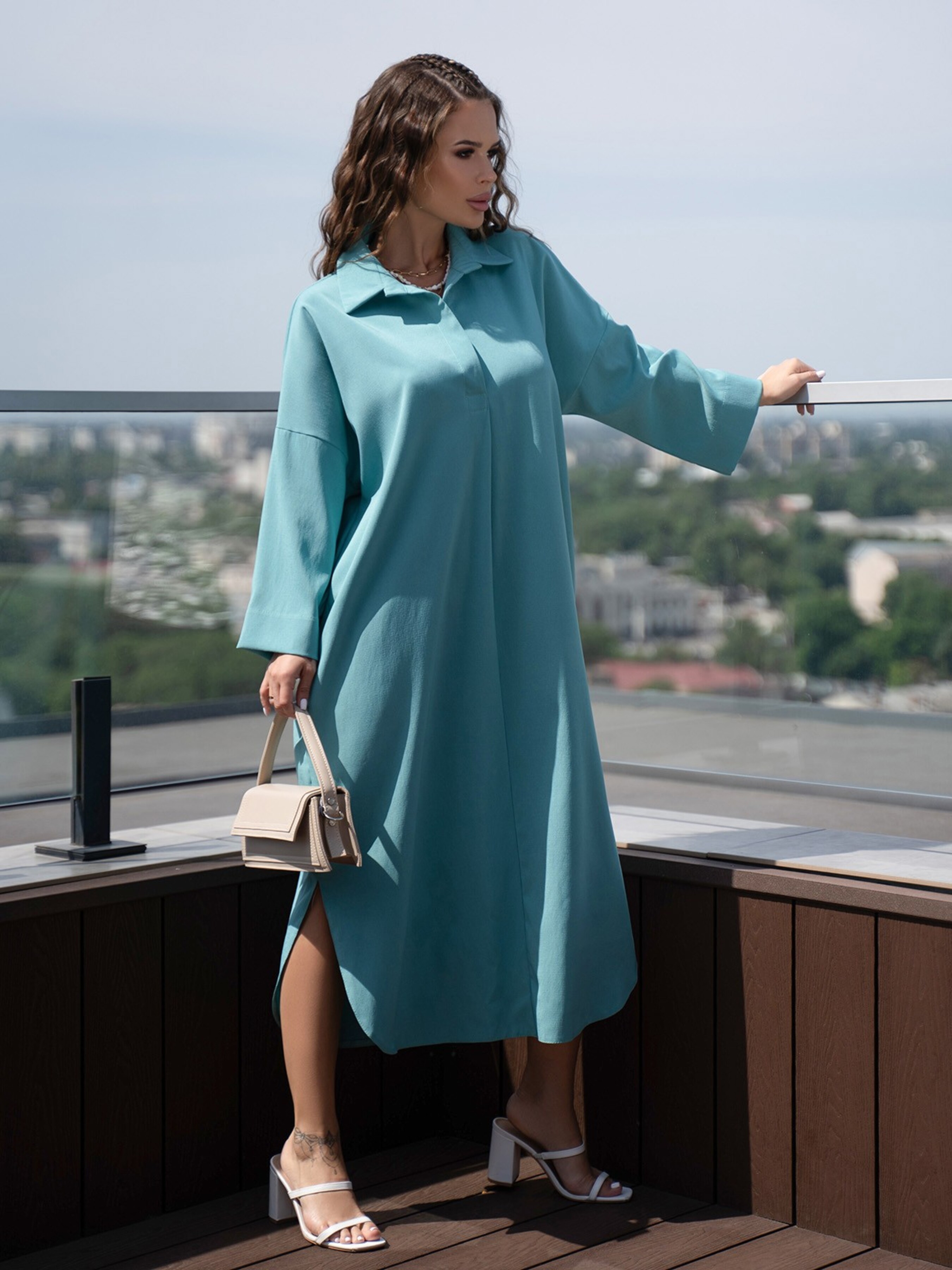

ISSA Plus Сукня міді (14099_turquoise) Жіноче, колір - Бірюзовий, матеріал - Без підкладки
