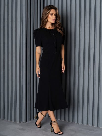 Платье миди ISSA Plus модель 14152_black — фото - INTERTOP