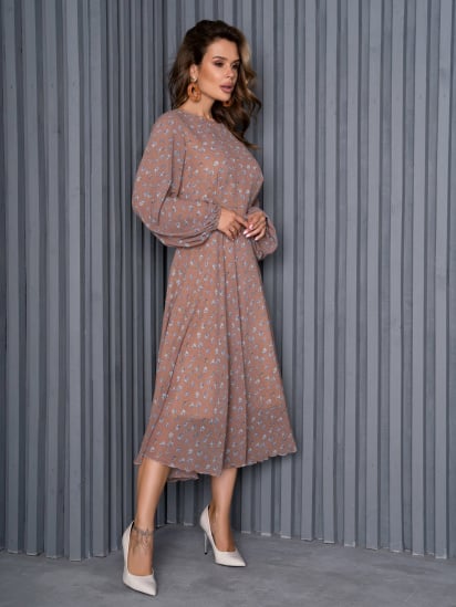Платье миди ISSA Plus модель 14159_brown — фото - INTERTOP