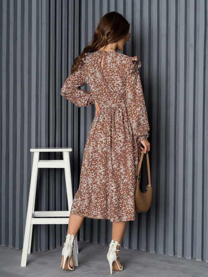 Платье миди ISSA Plus модель 14189_brown — фото 3 - INTERTOP