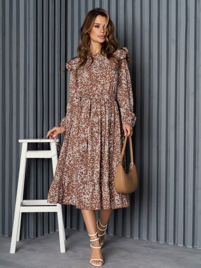 Платье миди ISSA Plus модель 14189_brown — фото - INTERTOP