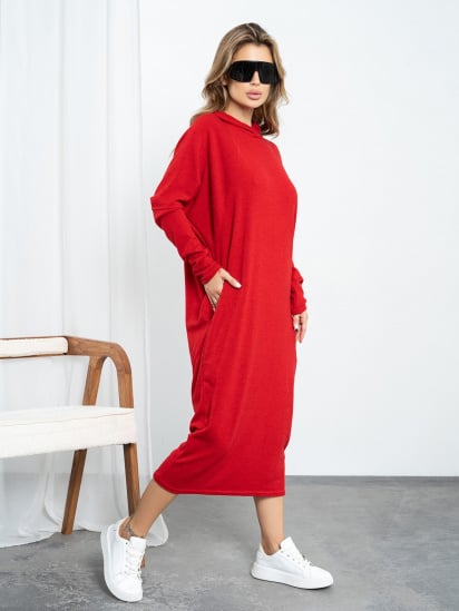 Платье миди ISSA Plus модель 14192_red — фото - INTERTOP