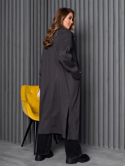 Пальто ISSA Plus модель 14247_темно_серый — фото 3 - INTERTOP