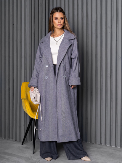 Пальто ISSA Plus модель 14247_серый — фото - INTERTOP