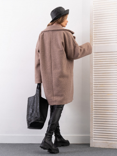Пальто ISSA Plus модель 14270_коричневый — фото 3 - INTERTOP