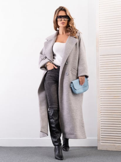 Пальто ISSA Plus модель 14279_серый — фото - INTERTOP