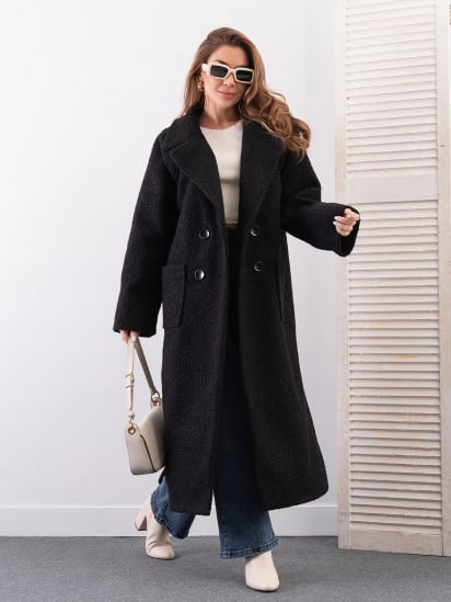 Пальто ISSA Plus модель 14280_черный — фото - INTERTOP