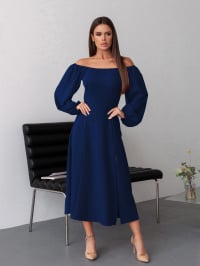 Темно-синій - Сукня міді ISSA Plus