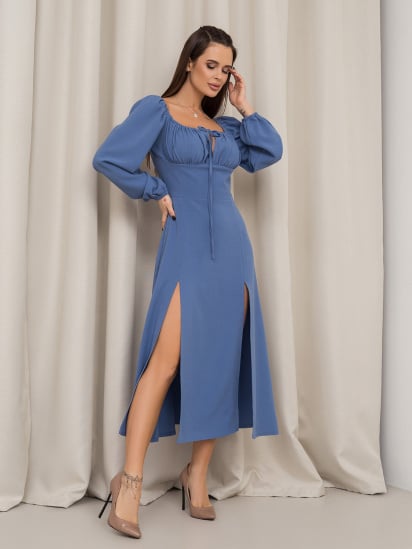 Платье миди ISSA Plus модель 14447_голубой — фото - INTERTOP