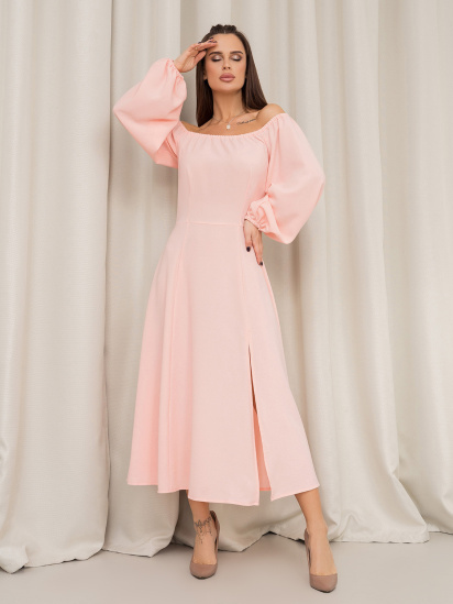 Платье миди ISSA Plus модель 14448_розовый — фото - INTERTOP