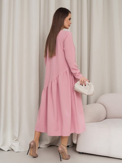 Платье миди ISSA Plus модель 14454_розовый — фото - INTERTOP