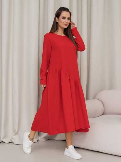 Сукня міді ISSA Plus модель 14454_красный — фото - INTERTOP