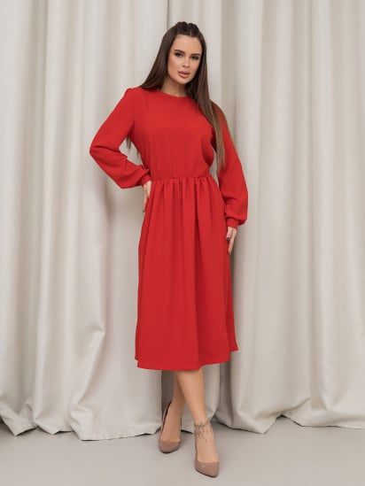Сукня міді ISSA Plus модель 14463_красный — фото 3 - INTERTOP