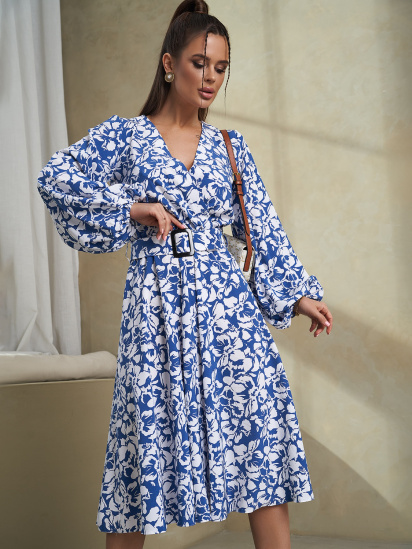 Платье миди ISSA Plus модель 14469_голубой — фото 3 - INTERTOP