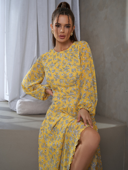 Платье миди ISSA Plus модель 14483_желтый — фото - INTERTOP