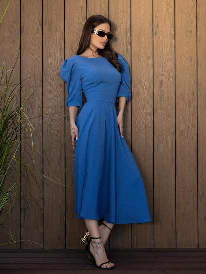 Платье миди ISSA Plus модель 14527_голубой — фото - INTERTOP