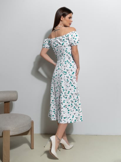Платье миди ISSA Plus модель 14544_белый_зеленый — фото - INTERTOP