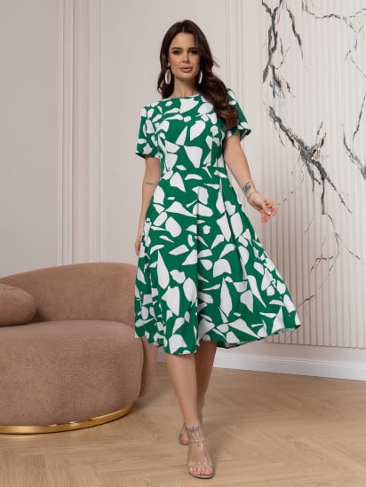 Платье миди ISSA Plus модель 14549_зеленый — фото - INTERTOP