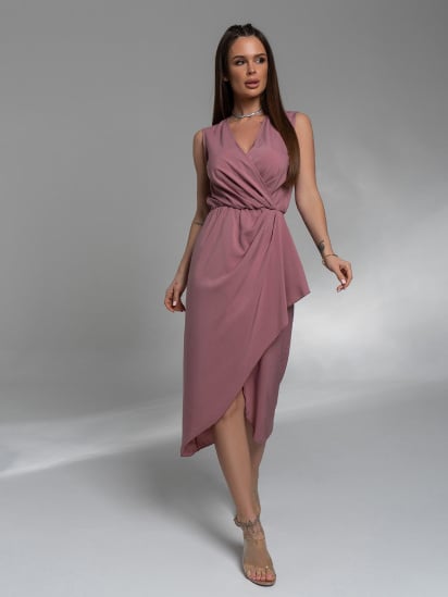 Платье миди ISSA Plus модель 14578_темно_розовый — фото - INTERTOP