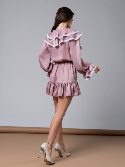 Платье мини ISSA Plus модель 14589_темно_розовый — фото 3 - INTERTOP