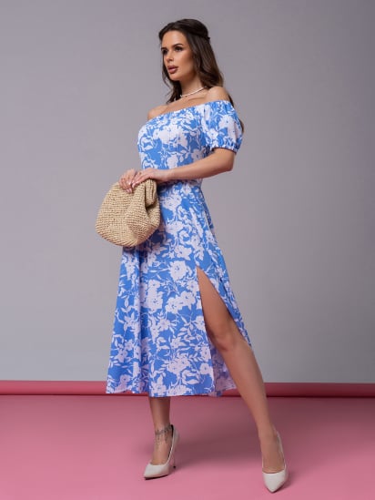 Платье миди ISSA Plus модель 14600_голубой — фото - INTERTOP
