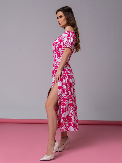 Платье миди ISSA Plus модель 14600_малиновый — фото - INTERTOP