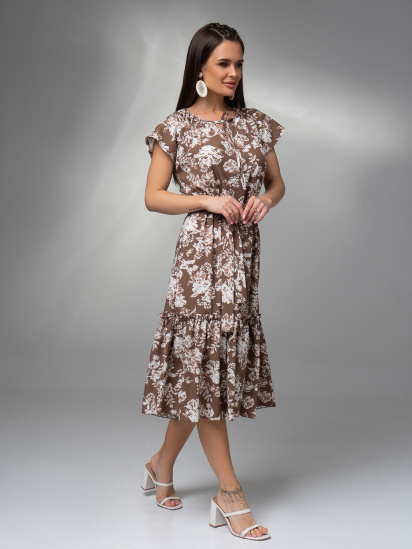 Платье миди ISSA Plus модель 14612_коричневый — фото 4 - INTERTOP