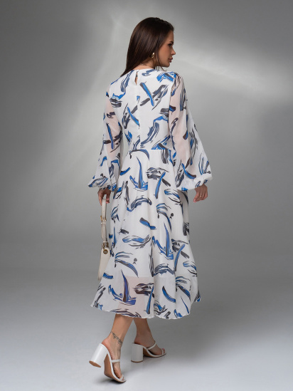 Платье миди ISSA Plus модель 14617_белый_синий — фото 3 - INTERTOP
