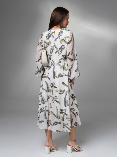 Платье миди ISSA Plus модель 14617_белый_оливковый — фото 4 - INTERTOP