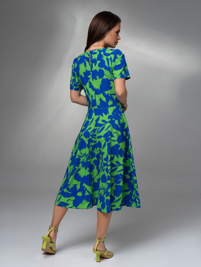 Платье миди ISSA Plus модель 14619_зеленый_синий — фото - INTERTOP