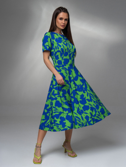 Сукня міді ISSA Plus модель 14619_зеленый_синий — фото 4 - INTERTOP