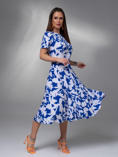 Сукня міді ISSA Plus модель 14619_белый_синий — фото - INTERTOP
