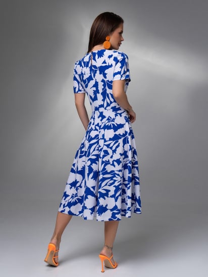 Сукня міді ISSA Plus модель 14619_белый_синий — фото 3 - INTERTOP