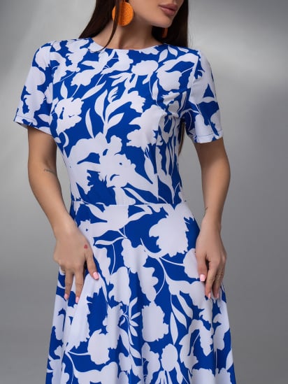 Сукня міді ISSA Plus модель 14619_белый_синий — фото 4 - INTERTOP
