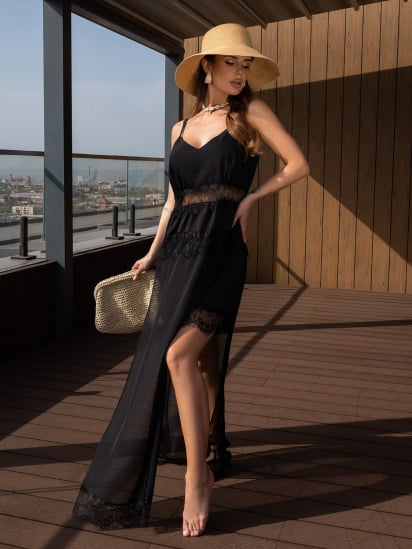 Платье макси ISSA Plus модель 14631_черный — фото - INTERTOP