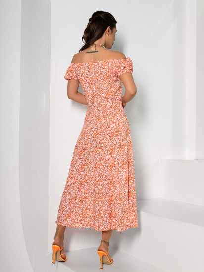 Платье миди ISSA Plus модель 14645_оранжевый — фото 3 - INTERTOP