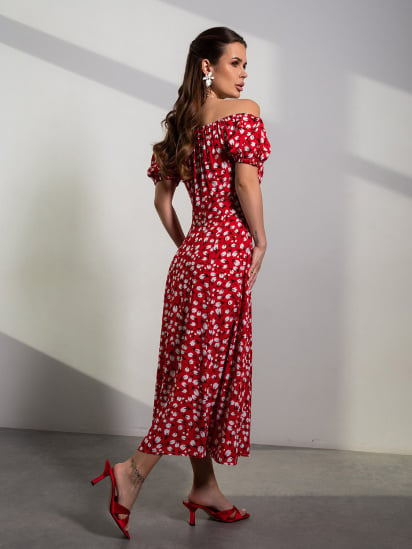 Сукня міді ISSA Plus модель 14647_красный — фото 3 - INTERTOP