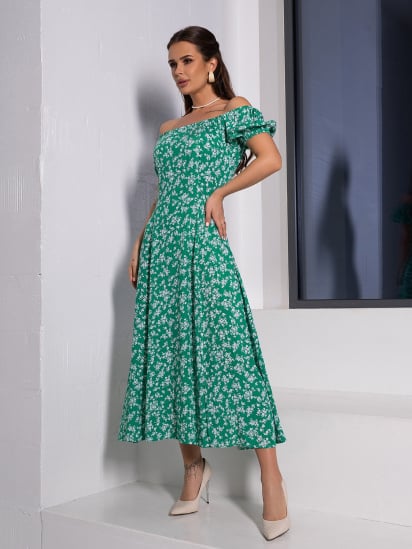 Платье миди ISSA Plus модель 14649_зеленый — фото - INTERTOP