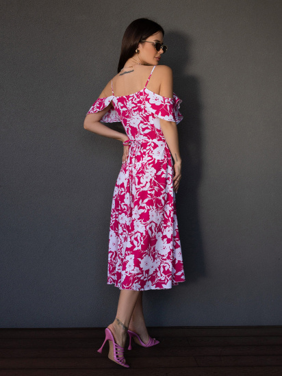 Платье миди ISSA Plus модель 14674_малиновый — фото 3 - INTERTOP