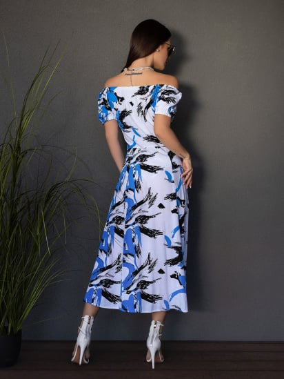 Платье миди ISSA Plus модель 14680_белый_голубой — фото 3 - INTERTOP