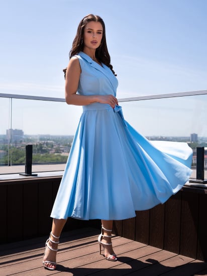 Платье миди ISSA Plus модель 14723_голубой — фото - INTERTOP