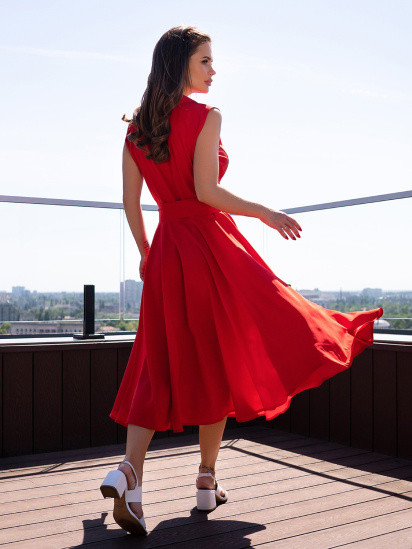 Платье миди ISSA Plus модель 14723_красный — фото 3 - INTERTOP